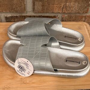 Silver Slide Sandals